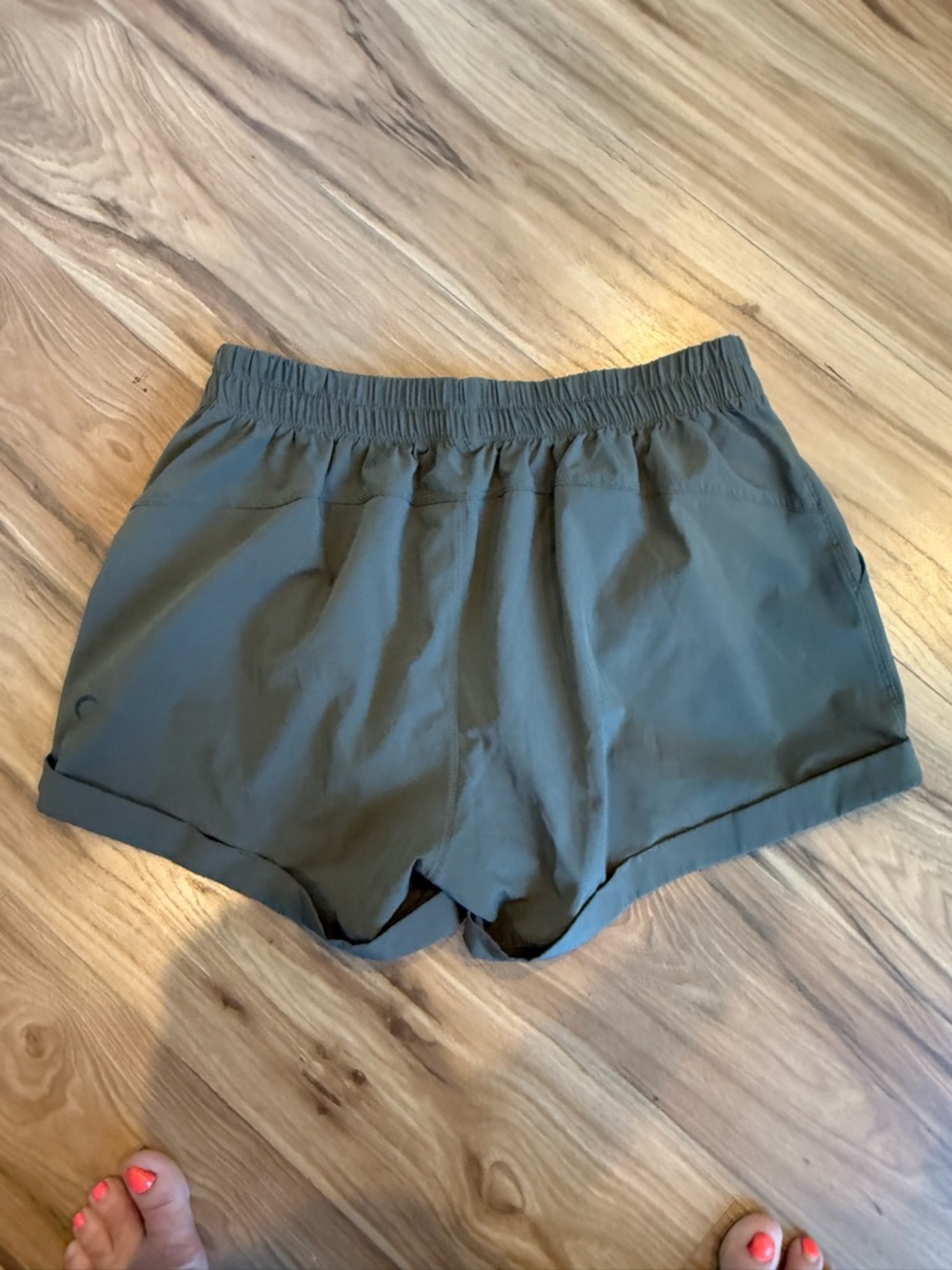 Women’s Zyia Athletic Shorts in Olive Green with Elastic Waist Small S - Picture 3 of 5